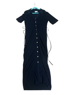 DISSH Australia Women’s Maxi Black Collared Short Sleeve Dress Black XL